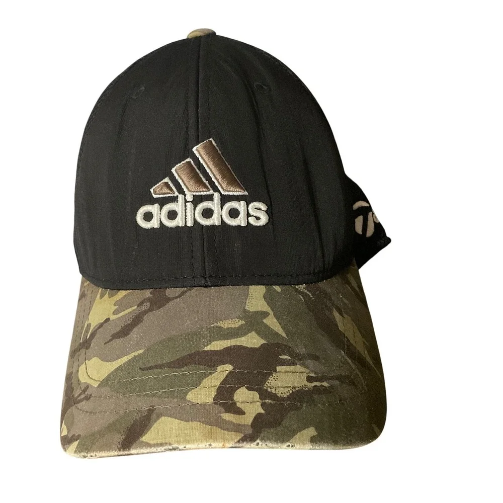 Adidas Men Hat S/M Black Camo Polyester Spandex Mesh Flexfit TaylorMade Golf Cap